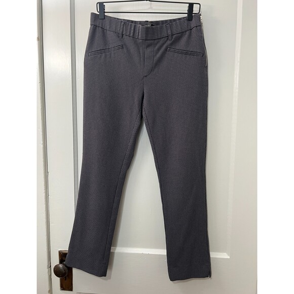 ZARA Trafaluc Women's Pants Navy Blue Red Dot Print Side Zipper Stretch Size L - Picture 1 of 11